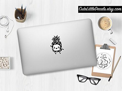 Happy Pineapple Decal - Food Decals - Fruit Decal - Macbook Laptop Stickers - Car Window Wall Decal - Made in USA - CuteLittleDecals