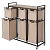 Laundry Basket Organizer Hampers for Laundry 6 Compartments Laundry Hamper with 6 Sliding Laundry Sorter Bags Top Storage Shelf and Metal Frame 6 Compartments