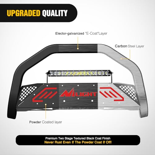 Image of Nilight Bull Bar with Light Bar&License Plate Hole Compatible for Ford F-150 F150 2004-2026 Truck Brush Guard, Front Bumper Push Bar w /Grille Skid Plate Light Mount