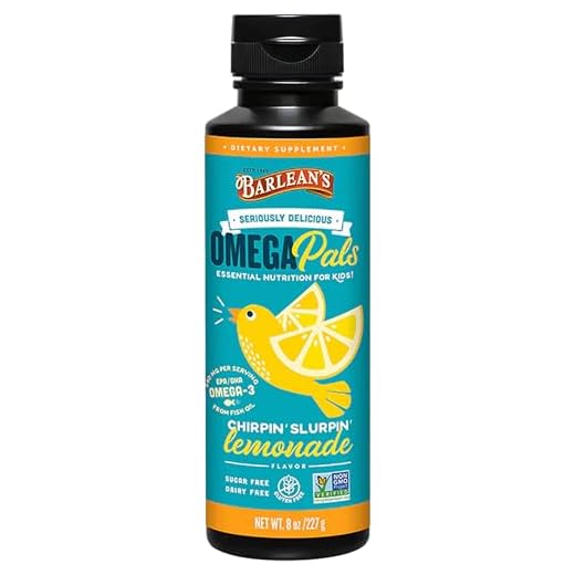 Barlean's Seriously Delicious Omega Pals Chirpin' Slurpin' Lemonade from Fish Oil with 540 mg of EPA/DHA - All-Natural Fruit Flavor, Non-GMO, Gluten-Free - 8 oz