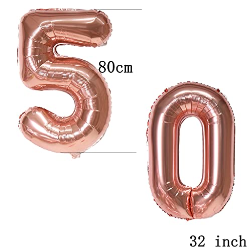 Ballonnen getal 50, nummer 50 ballonnen roségoud ballonnen 50e verjaardag folieballon, getal 50 Rose Gold Nummer 50… - Image 3