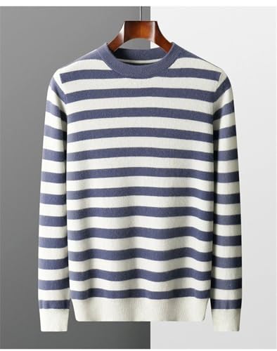 Men's Pullover Sweater O-Neck Long Sleeve Striped Contrast Loose Casual Pullovers Tops2