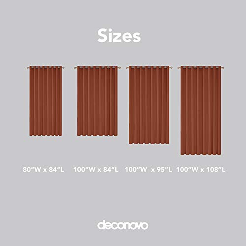 Image of Deconovo Patio Door Room Divider Panel Blackout Grommet Thermal Insulated Window Curtain for Outdoor, 100W X 84L, Orange Red