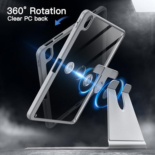 JETech Rotating Case for iPad Air 11 Inch M3/M2 (2025/2024), iPad Air 5/4 (2022/2020, 5th/4th Generation, 10.9 Inch) with Pencil Holder, 360° Rotating Protection, Stand Cover, Clear Back, Auto Wake