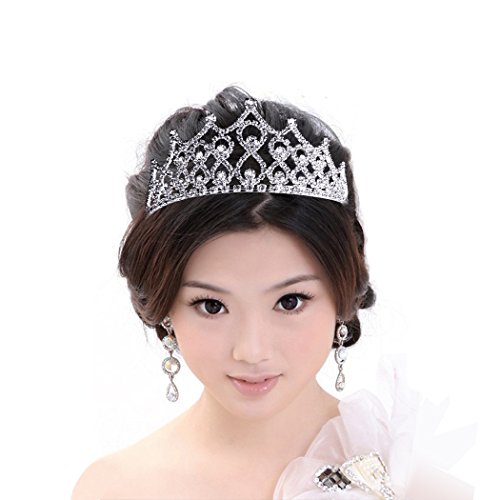 Thmyo Rhinestones Crystal Wedding Bridal Pageant Hair Jewelry Princess Tiara Crown Birthday Headband (Silver) #TOP2