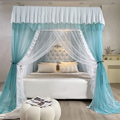 Yutaidec Princess 4 Corners Post Mosquito Net For Girls Women Kids Adults & Boys Luxury Ruffle Double-Layer Cozy Drape Netting Bed Canopy For Bed Room Decoration (Purple, Full) #TOP7