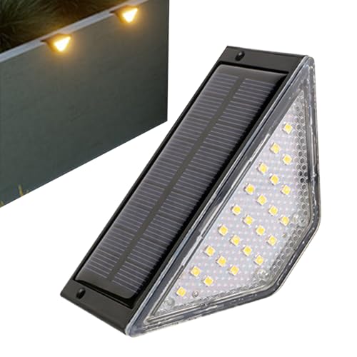 Luces de cubierta con energía solar, luces solares para escalones,Lámpara de escaleras de 24 LED - Luces solares para cubierta, luces para exteriores IP65, impermeables para escaleras, cercas, patios