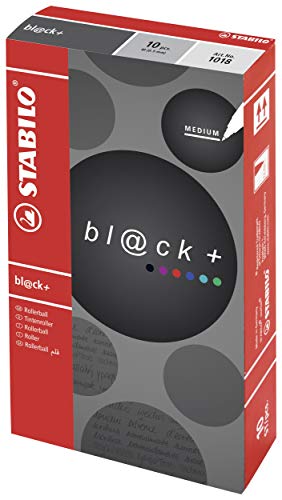 Image of STABILO bl@ck+ Medium Rollerball Pen Black, Box of 10