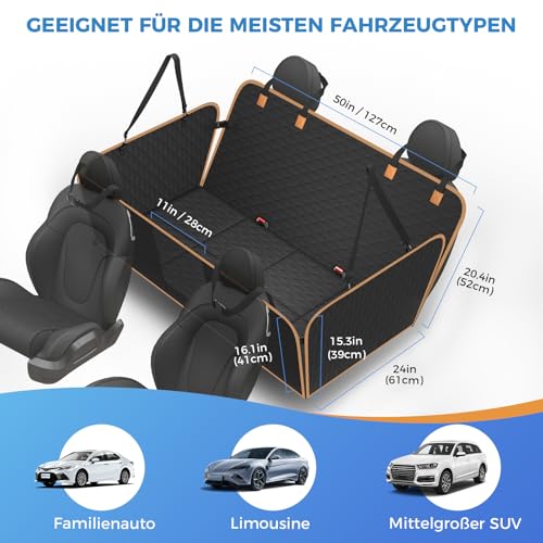 MyeMdan Hundedecke Auto Rücksitz, wasserdicht, Kratzfest Hunde-Autositz Rücksitz, mit 8 stabilen Hartholzplatten, für die meisten Autos, SUVs