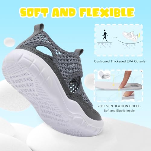 Barerun Kids Boys Girls Water Shoes Comfort Closed-Toe Sport Athletic Sandal Aqua Lightweight Walking Shoes(Toddler/Little Kid) Grey Toddler Size 7 thumb #2