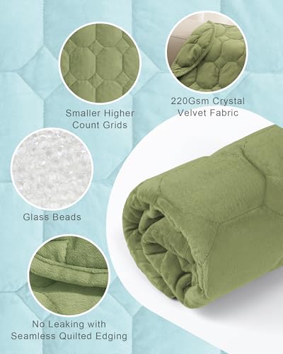 Image of Cottonblue Weighted Lap Blanket Pad 7 lbs 29 inch x 24 inch, Cozy Luxury Crystal Velvet Weighted Blanket for Adults, Small Weighted Blanket Throw All Season for Travel Relaxation Sleeping, Avocado Green