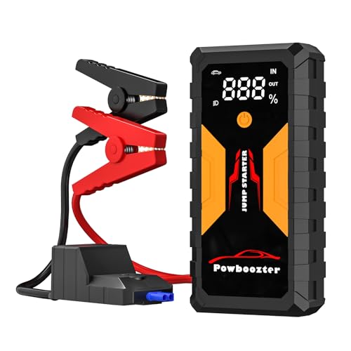 Portable 12V Car Jump Starter Battery Pack with Booster Cables Emergency Power Charger for Cars Trucks SUVs (Up to 8.0L Gas/6.5L Diesel)Compact Jumper Booster Portable Charger with Safety Protections