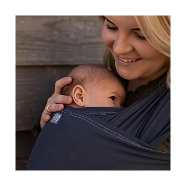 Hoppediz Elastisches Tragetuch - Babytragetuch für Neugeborene ab Geburt - 100% Bio-Bauwolle (GOTS) - Anthrazit 4,60 m – Bild 5