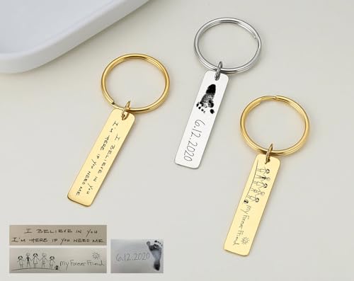 Image of Customized Keychain, Personalized Signature Keychain, Handwritten Keychain, In Memory of Gift, Loss Gift