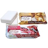 1x UMIDO Seifen Weihnachts-Edition 80 g | 1x Mandel-Seife und 1x Granatapfel-Seife | Handseife | Waschstück | Seifenstück für ihre Körperpflege (4-KPF) (7-WHT)