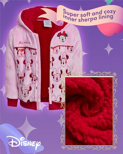 Disney Girls Fleece Jacket - Cozy Hooded Soft Plush Fleece Sherpa Jacket for Toddlers and Little Girls (Sizes 4T-7)2