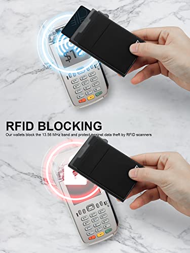 Slim RFID Blocking Wallets,Pop Up Minimalist Card Holder for Men & Women Metal Thin Front Pocket Wallet Credit Card Holder with Elastic Coin Pocket,6-12 Card Capacity,Black3