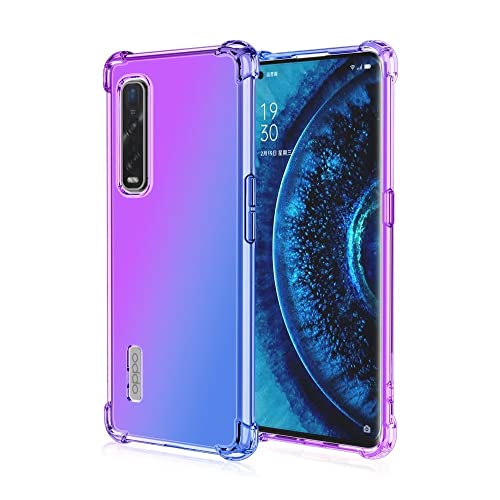 EASSGU Custodia per OPPO Find X2 Pro (6.7' Inches), Cover Silicone TPU Colore Sfumato Trasparente, Custodia per Telefono Antiurto e Antigraffio - Blu Viola