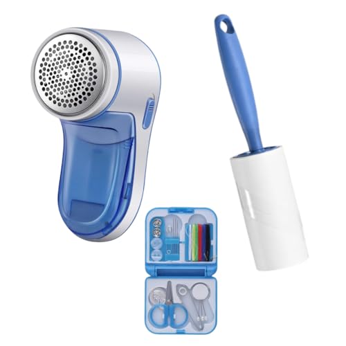 Pack de Cuidado para tu Ropa: Quitapelusas Eléctrico a Pilas, Rodillo Adhesivo y Juego de Costura Compacto. ¡Mantén tu Ropa Impecable con Este Completo Set de Cuidado Textil!