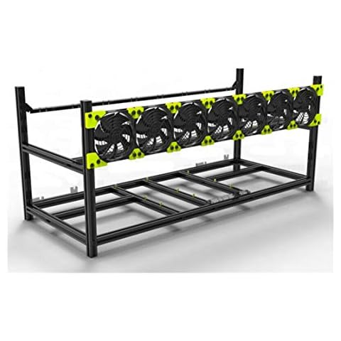RXFSP Professional 8 GPU Miner Mining Case Aluminum Frame Mining Rig Black with 7 Fans Cover
