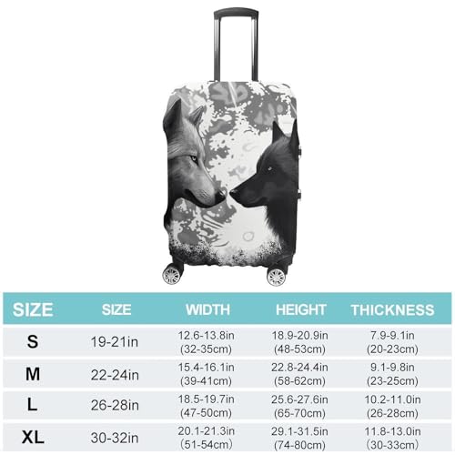 Wolves Love Under The Moon Wild Animal Printed Luggage Cover Protector, Fits 18-32 Inch Luggage2