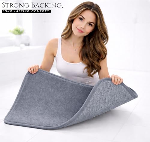 Image of VAS COLLECTIONS Memory Foam Bath Mat Non-Slip Anti-Skid Bathroom Rug (16x24 Inches) | Super Absorbent Quick Dry Shower & Tub Floor Mat (Slate Grey)