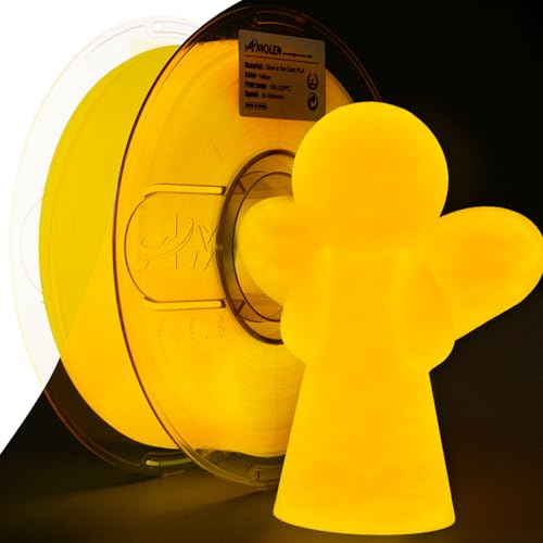 Image of AMOLEN 3D PLA Printer Filament, 1.75mm Glow in The Dark Yellow PLA Filament for 3D Printing, Best with UV Lamps, 1kg Spool (2.2lbs), Dimensional Accuracy + /- 0.02 mm, Fit Most FDM 3D Printers