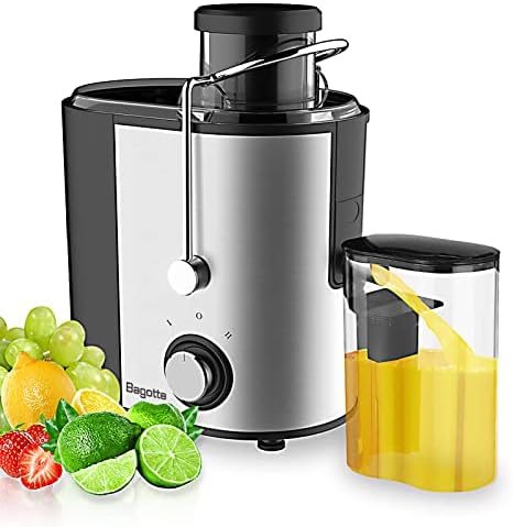 Juicer, Bagotte Centrifugal Juicer, 65mm Wide Feed Chute Juicer Machines for Whole Fruit and Vegetable, High Juice Yield Dual-Speed Juice Extractor with 304 Stainless Steel, BPA-Free, Easy to Clean