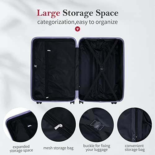 Widfre Luggage Sets 3 Pieces Carry On Suitcase Hardshell Lightweight Travel With Double Spinner Wheels Locks Tsa Approved (Purple) #TOP4