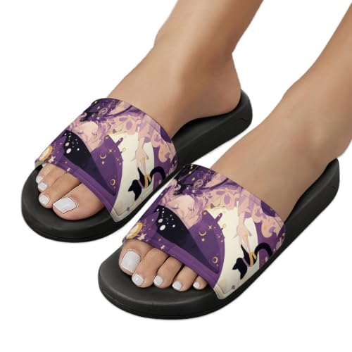 Chaussons de maison chat sorcier des étoiles et de la Lune