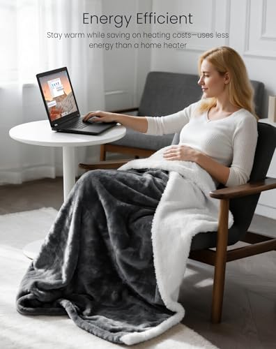 Miniatura 8 de Anysun Manta Electrica, Manta Electrica Grande 180 X 130 Cm, 6 Niveles De Calor, Temporizador De 10 Horas, Heated Blanket De Árbol De Copo De Nieve De Reno Navideño Para Cama, Lavable A Máquina