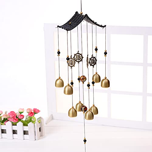 VOSAREA Sinos de vento Feng Shui de boa sorte, sinos de cobre, vintage, pendurados, sinos de vento,