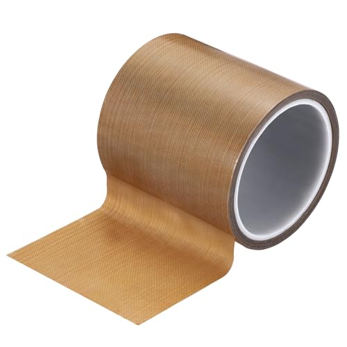 Image of PATIKIL High Temperature PTFE Tape 3-15 /16 Inch x 33 Feet, PTFE Coated Fiberglass Adhesive Tape for Vacuum Sealer Machines Hand-Impulse Sealers Insulation, Brown