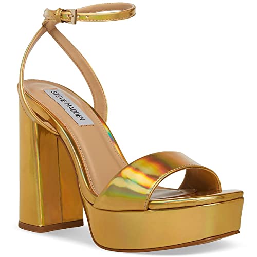 Steve Madden Women's Lessa Heeled Sandal, Metallic, 10
