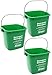 Small Green Detergent Bucket - 3 Quart Cleaning Pail - Set of 3 Square Containers