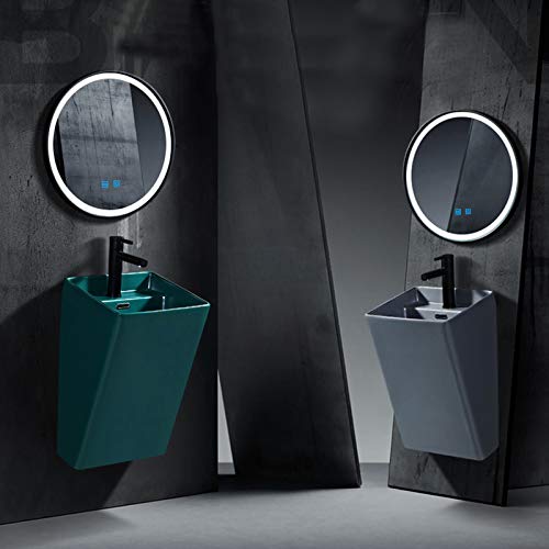 Ztgl Wall Mount Bathroom Sink, Rectangle Ceramic Vessel Sink With Single Faucet Hole, For Toilet Lavatory Kitchen Cloakroom,Green A #TOP2