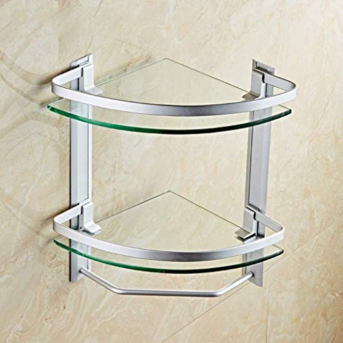 Étagère de salle de bain d'angle en verre pour stopper le désordre de douche