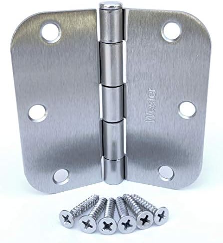 (Pack of 24) W2Ent 3.5" x 3.5" Satin Nickel Door Hinges with 5/8" Radius Corners Brushed Nickel