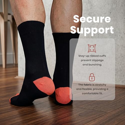12 Pairs of Mens Designer Socks, Cotton Rich Designs, Size 6-11, By Sockstack® (Multi Black) - 4