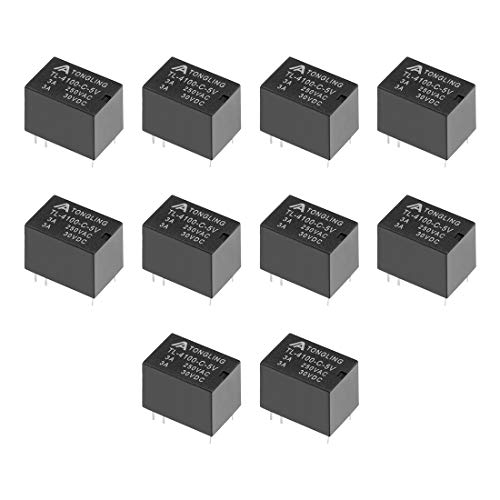 Image of sourcing map 10 Pcs TL-4100-C-5V DC 5V Coil SPDT 6 Pin PCB Electromagnetic Power Relay NO+NC Black