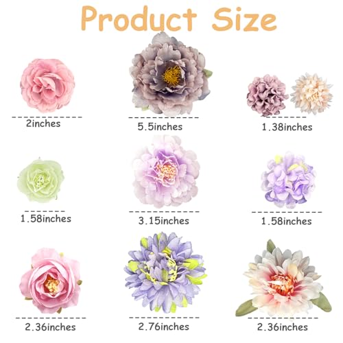 Set de 21 pinzas de flores boho para cabello en tonos morado y rosa miniatura 4