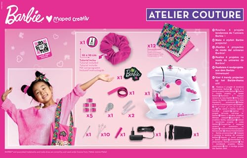 Máquina de coser Barbie Maped Creativ con 4 proyectos de moda infantil 8