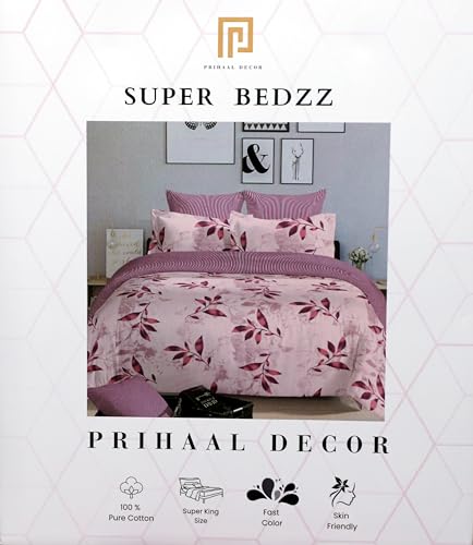 Image of Super Bedzz by Prihaal Decor Cotton Double Size Bedsheet with 2 Pillow Cover Size:108x108 (Pink 5) bedsheet for Double Bed, Cotton Double bedsheet, Suitable for Bedroom, Gift Set