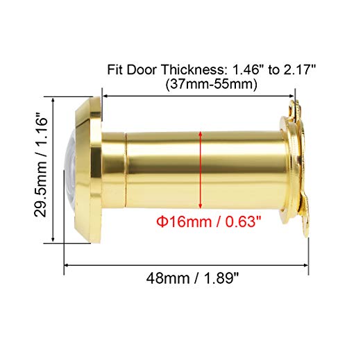 Uxcell Door View, Solid Brass 220-Degree Door Viewer Peephole With Cover For 1-1/2 To 2-1/4 Inch Thick Doors, Polished Gold Finish #TOP1