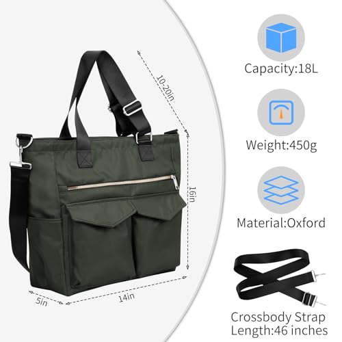 Iioscre Tote Bag For Women Men, Waterproof Work Nylon Tote Bag With Adjustable Strap,Crossbody Laptop Bag With Trolley Sleeve thumb #1
