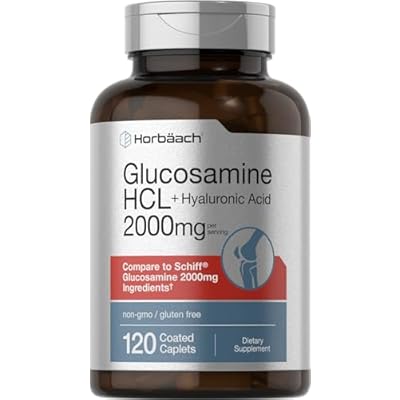 Horbaach Glucosamine HCL | with Hyaluronic Acid | 2000mg | 120 Coated Caplets | Non-GMO & Gluten Free Supplement