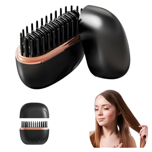 Mini Hair Straightener, 2-in-1 Cordless Hair Straightener Comb with 3 Heat Settings, 30s Fast Heating Anti-Scald Shell for All Hair Types Travel Home Use