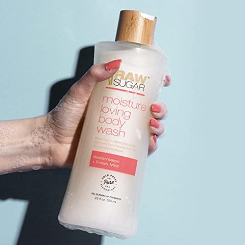 Raw Sugar Moisture Loving Body Wash - Watermelon + Fresh Mint, Moisturizing & Refreshing Bath & Shower Gel, Sulfate-Free, Paraben-Free & Vegan (Pack Of 3) #TOP7