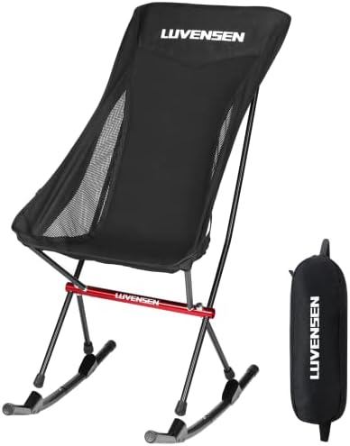 LUVENSEN Camping Chairs for Adults, Lightweight Foldable Compact Portable Chair, Backpacking Chair, Folding Chairs for Outside, Ultralight High Back Camp Chair, Black