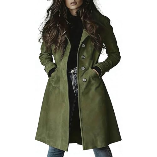 Manteau long en daim synthétique femme pour silhouette affinée et élégante